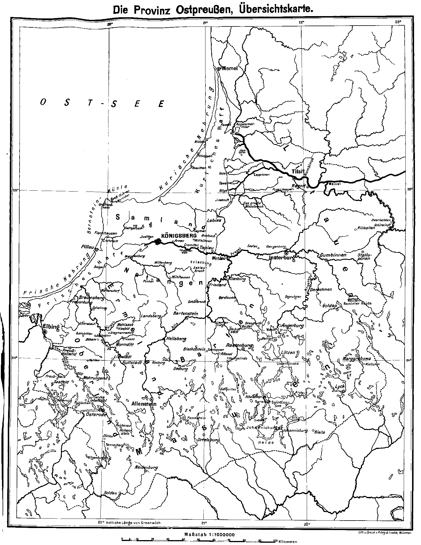 Karte der Provinz Ostpreußen